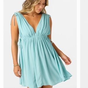 O’Neil Aqua V-Neck Tie Shoulder Sundress